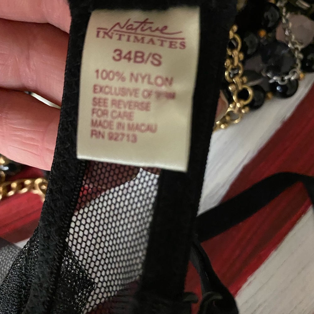 Native Intimates Black Sheer Neglige Size 34b Lin… - image 8